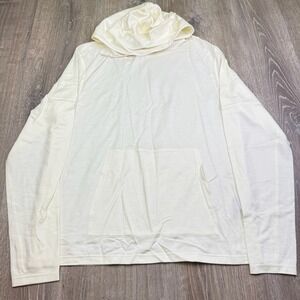 Brady Mens Bone Cream Kangaroo Pockets Engineered Wool Pullover Hoodie Size L
